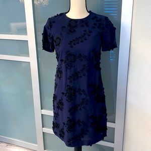 Banana republic classic dress, size 2,blue with black embroidery excellent condi